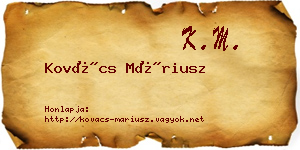 Kovács Máriusz névjegykártya